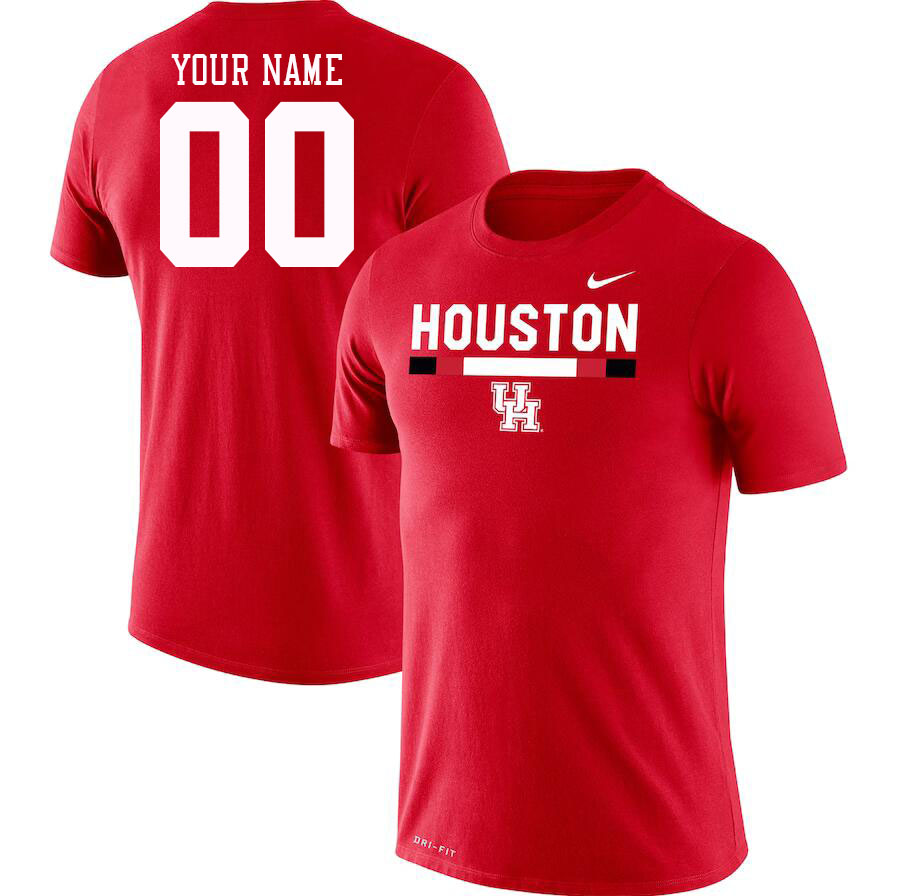Custom Houston Cougars Name And Number College Tshirt-Red - Click Image to Close